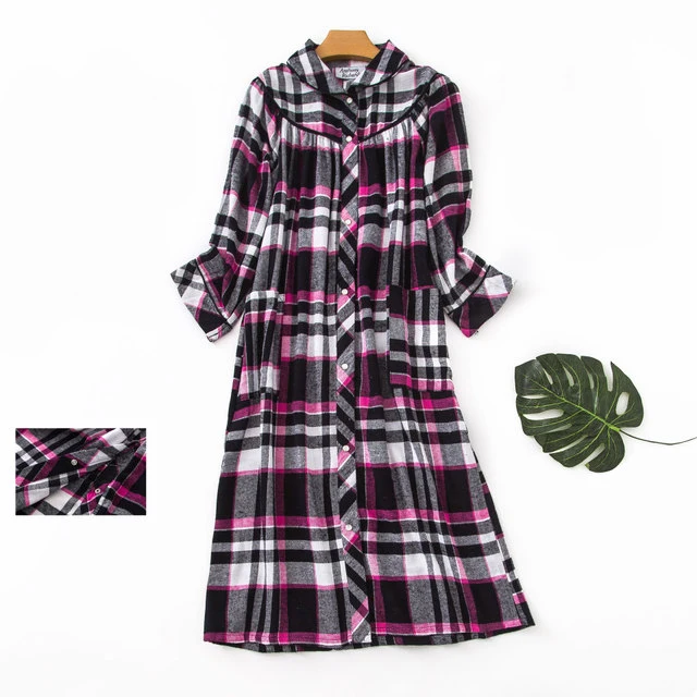 Autumn Long-sleeved Women's Oversized Nightdress Brushed Cotton Women's Large Size Nightdress 5XL - Цвет: Коричневый