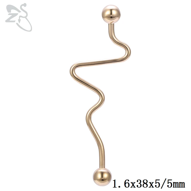 ZS 1 PC Colorful Stainless Steel Long Industrial Barbell Ring For Women Men 14g Snake Ear Tragus Helix Ear Piercing Body Jewelry Style 9