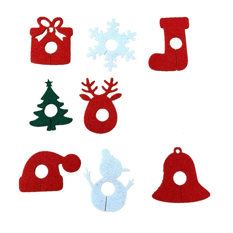 10pcs Christmas Cup Decoration Card Ring Home Decoration Felt Christmas New Year Party Supplies New Year Navidad