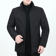 Зимняя новая мужская пуховая куртка модная повседневная с капюшоном приталенная теплая толстая белая куртка на утином пуху одежда черного и зеленого цвета