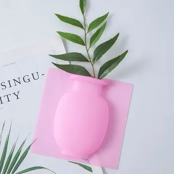 Ventosa vaso in Silicone decorazioni per la casa dell'ufficio accessori vaso di fiori magico appiccicoso per il frigorifero e le finestre in vetro da parete 1