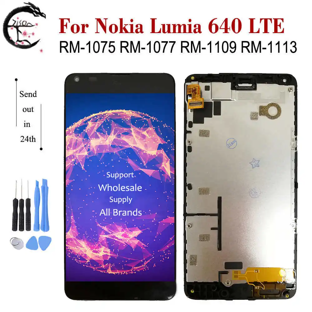Lcd Con Cornice Per Nokia Lumia 640 Lte Rm-1075 Rm-1077 Rm-1109 Rm-1113 Display Touch Screen Digitizer Assembly Lumia 640 Display