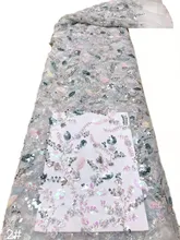  Beautiful French Mesh Lace Fabric Tulle Embroidery Sequins Beads Tube Craft Sewing Design Banquet Party Prom Wedding Dress Skirt 