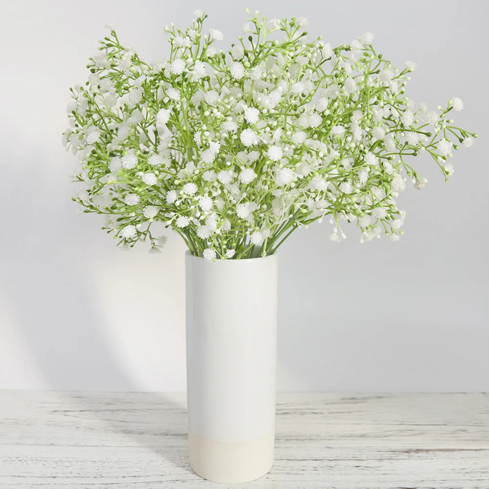 Flores Artificiais De Plástico Com 5 Galhos, Buquê De Decoração Branca Para  Casa, Casamento, Varanda E Ar Livre, Macio E Macio - Flores Secas E  Artificiais - AliExpress