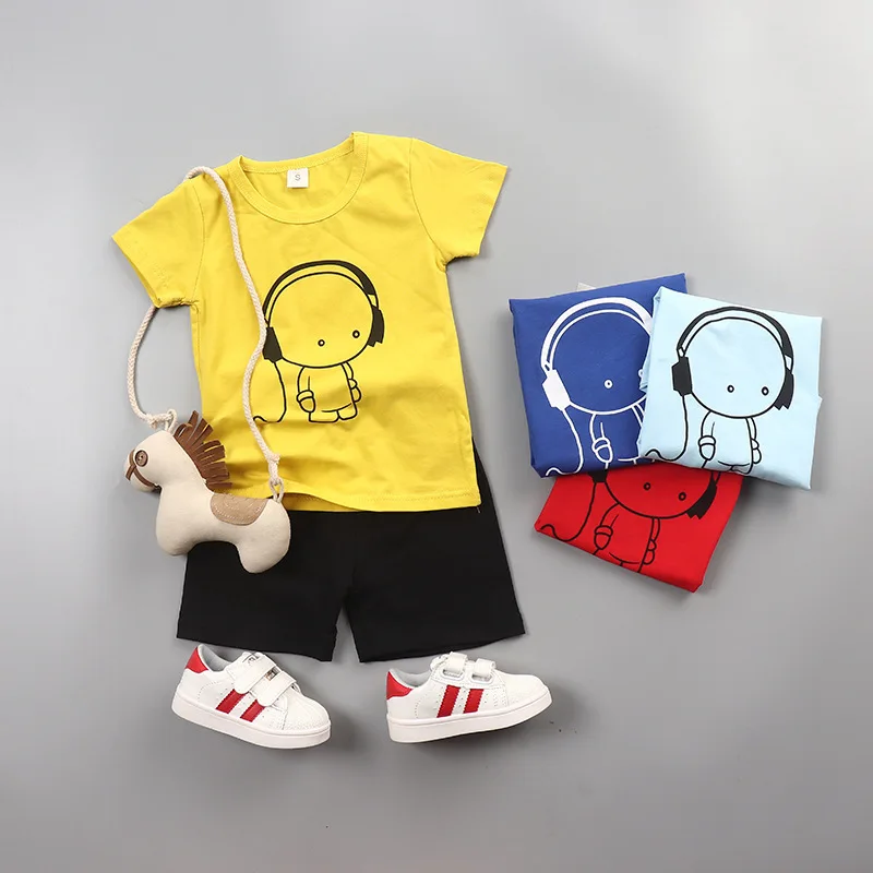 

Cotton Clothes Baby Boys Girls Summer Children Cartoon Printed T Shirts Shorts 2Pcs/sets Infant Kids Fashion Toddler Tracksuits