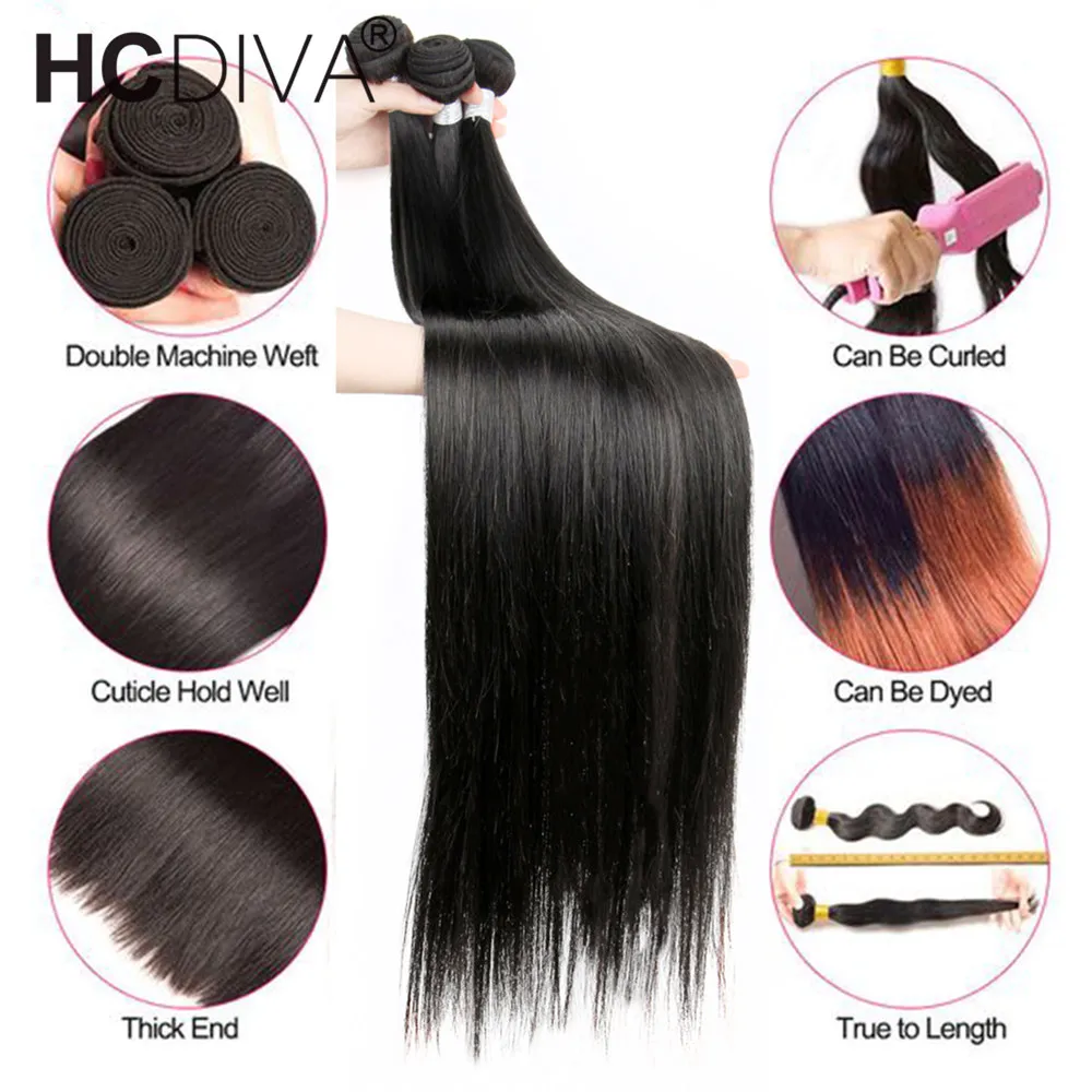 reta do cabelo humano Bundles10-40Inch cor natural