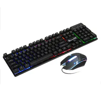 

1600 DPI 104 keys Gaming Wired Keyboard Colorful LED Backlit USB Wired PC Rainbow Gaming Keyboard Mouse Set with mouse pad