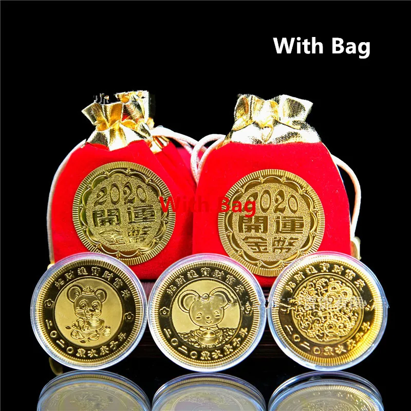 

2020 Good Fortune Lucky Gift Decoration Mouse Rat Commemorative Coin New Year Gift Year Of Rat Collection Coins Gold Plated