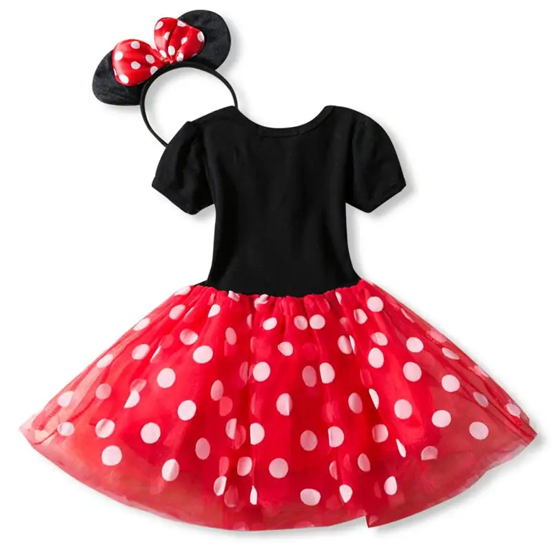 Мой красный Мышь на 1 год, для дня рождения, для маленькой девочки, платье для маленьких девочек; платья с Минни Маус для девочек; для девочки для крещения, в горошек, костюм для Cake Smash, Vestidos - Цвет: Mouse dress  1 Year