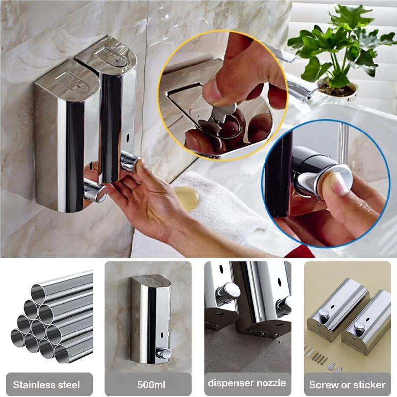 Диспенсер для жидкого мыла из нержавеющей стали 500 мл|soap dispenser stainless|soap dispenserbath soap |