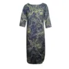 Ladies Dress Retro Round Neck Pullover Print Seven-Point Sleeve Loose  long dress Women Vintage Printed Dresses Mujer Vestidos 5