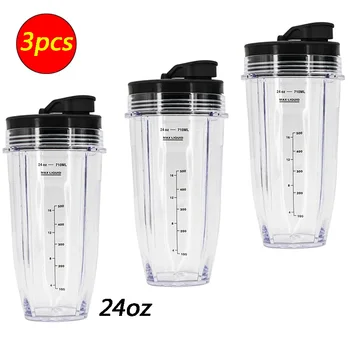 

3 pcs Nutri Ninja 24-Ounce Cup with Sip N Seal Lidsfor Blenders Durable Good Seal Ring Keep Fresh Sport Plastic Bottle Parts