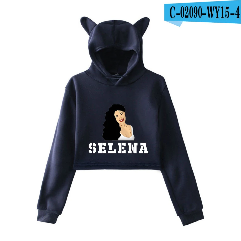 Selena Quintanilla кошка толстовки с принтом для женщин летний короткий кошачий топ модные толстовки с капюшоном Сексуальная уличная одежда размера плюс - Цвет: picture color