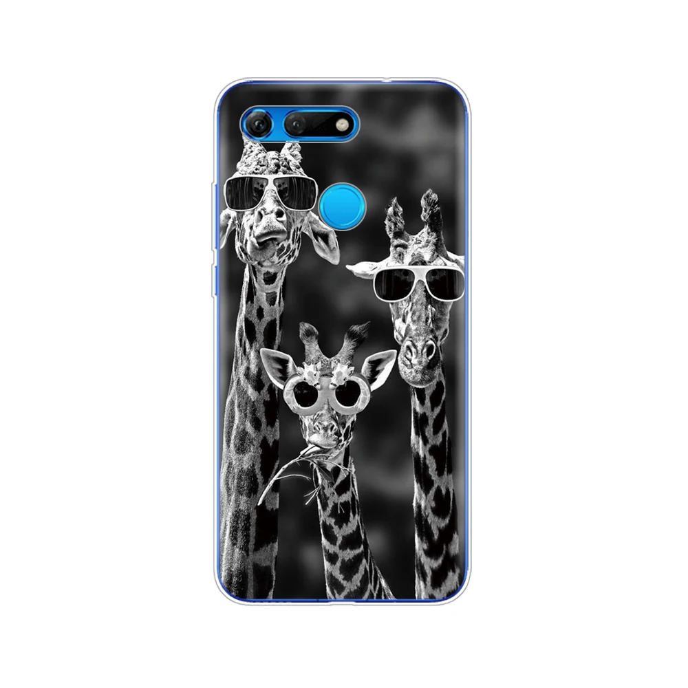 34717 Для huawei Honor View 20 V20 чехол coque TPU Мягкий силиконовый чехол для телефона для Honor V20 Capa милые животные На Бампер Защитный черный - Цвет: 34717