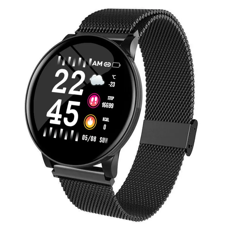 Imosi W8, умные женские часы, для женщин, для погоды, фитнес, спортивный трекер, пульсометр, умные часы, android, мужские часы - Цвет: Metallic black