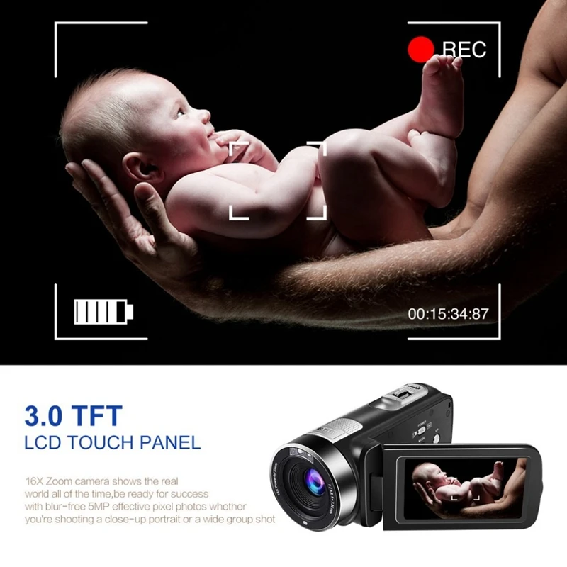 AMS-5.0M Hd Cmos сенсор 3,0 дюймов Tft вспышка цифровая камера 24,0 МП Fhd ЖК-экран вращения цифровая камера с 16X цифровым зумом(E