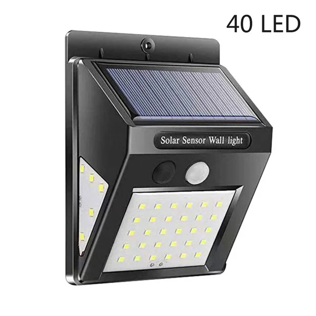 Настенный светильник на солнечной батарее, портативный светодиодный светильник с датчиком, автоматически водонепроницаемый тент, светильник-вспышка для ночного сада, дорожный светильник, наружная лампа-фонарь - Испускаемый цвет: 40 LEDs