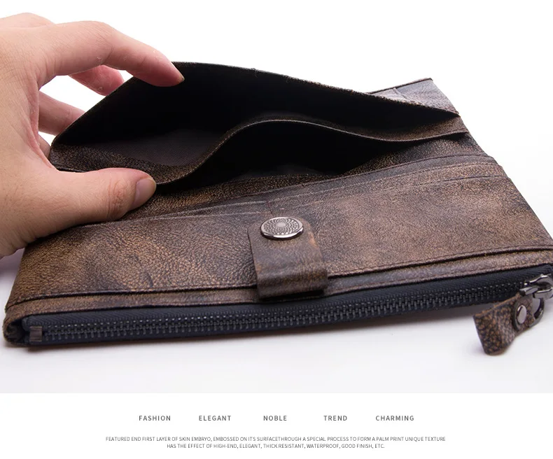 Кожаный кошелек креативная многофункциональная мужская длинная сумка из натуральной кожи модные однотонные стандартные кошельки