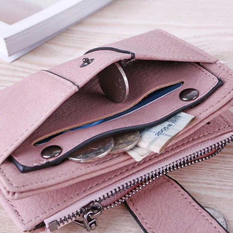 Women Wallet Simple Retro Rivets Short Wallet Coin Purse Card Holders Handbag for Girls Purse Small Wallet Ladies Bolsa Feminina