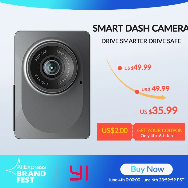 Wideorejestrator YI Smart Dash Camera z EU za $33.99 / ~133zł Wideorejestrator YI Smart Dash Camera z EU za $33.99 / ~133zł
