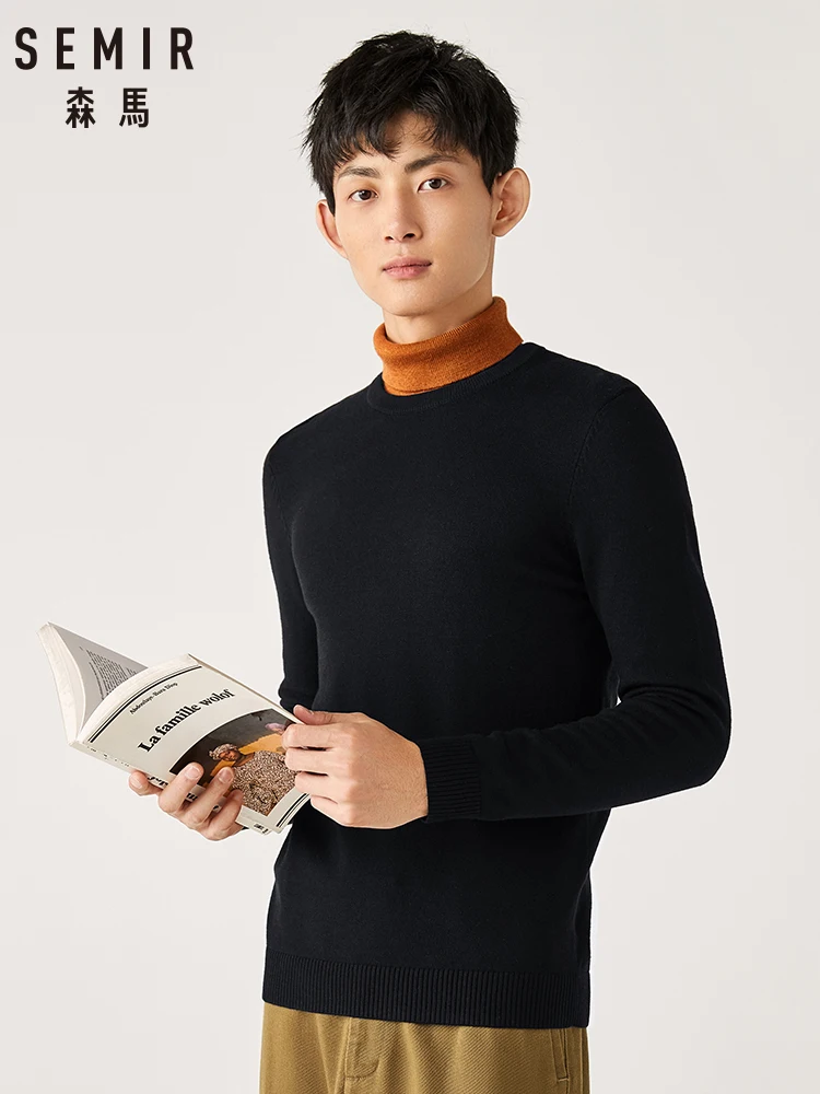 Semir пуловер свитер для мужчин молодой Зимний новый круглый вырез корейский