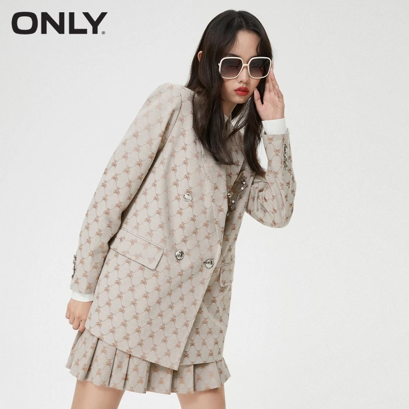 pink jogging suit ONLY winter new workplace temperament bear print blazer jacket women | 121308024 special occasion pant suits