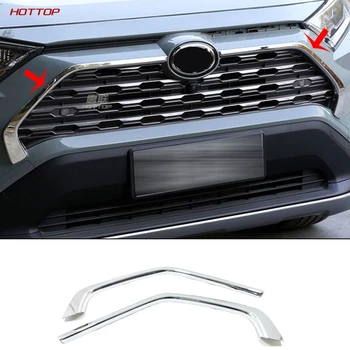 

ABS Chromed Car Front Grill Grille Bumper Decorative Cover Trims Strips For Toyota RAV4 2019 2020 Auto Styling Accessories