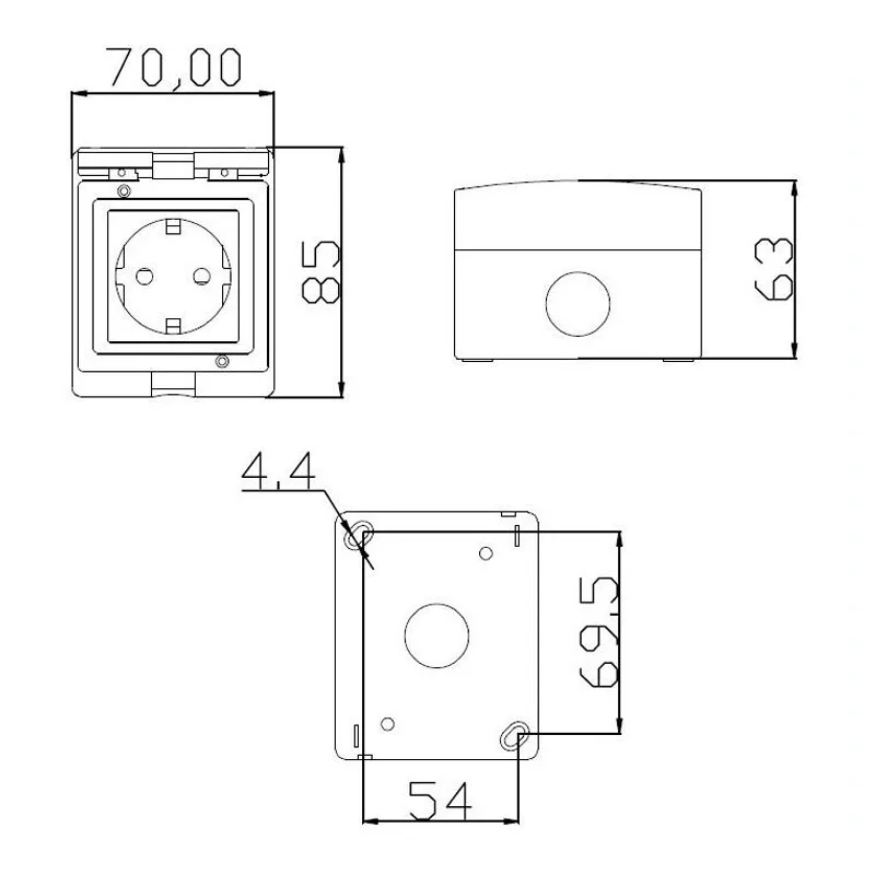 Водонепроницаемый Открытый ЕС Мощность Стандартный гнездо 16A 250V IP55 брызг Европейская розетка для Кухня/Ванная комната/на открытом воздухе