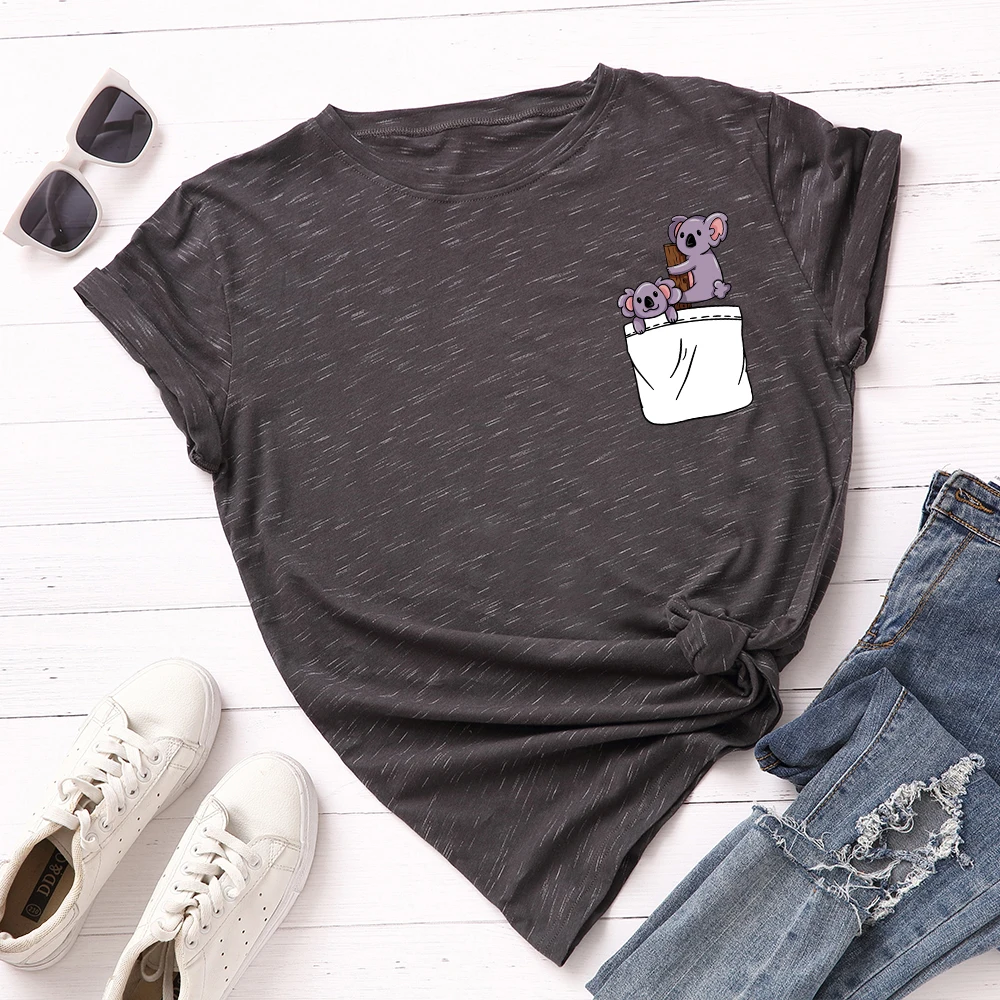 JFUNCY Plus Size S-5XL Women T-shirts Female Short Sleeve Tee Tops Pocket Print Woman Casual Tshirt 2020 Summer Cotton T Shirt