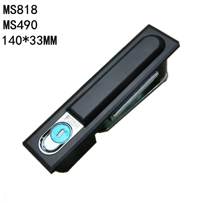 Black Rectangle Plastic Shell Cabinet Door Lock Flat Door Locks Plane Lock With 2Keys MS490 MS818 afbeelding