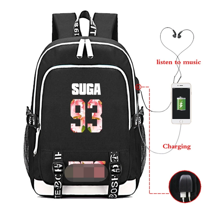 

Fashion Kpop bangtan boys single high quality multifunction backpack back to school Kpop schoolbag for charging earphone Jack