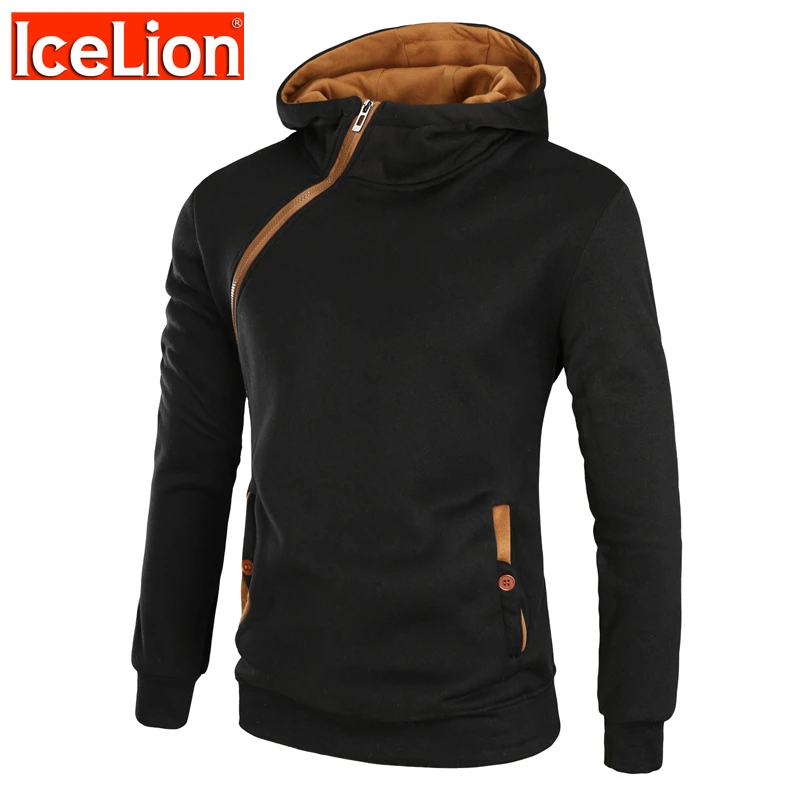 Мужская толстовка с капюшоном на молнии длинным рукавом|oblique zipper hoodie|mens hooded