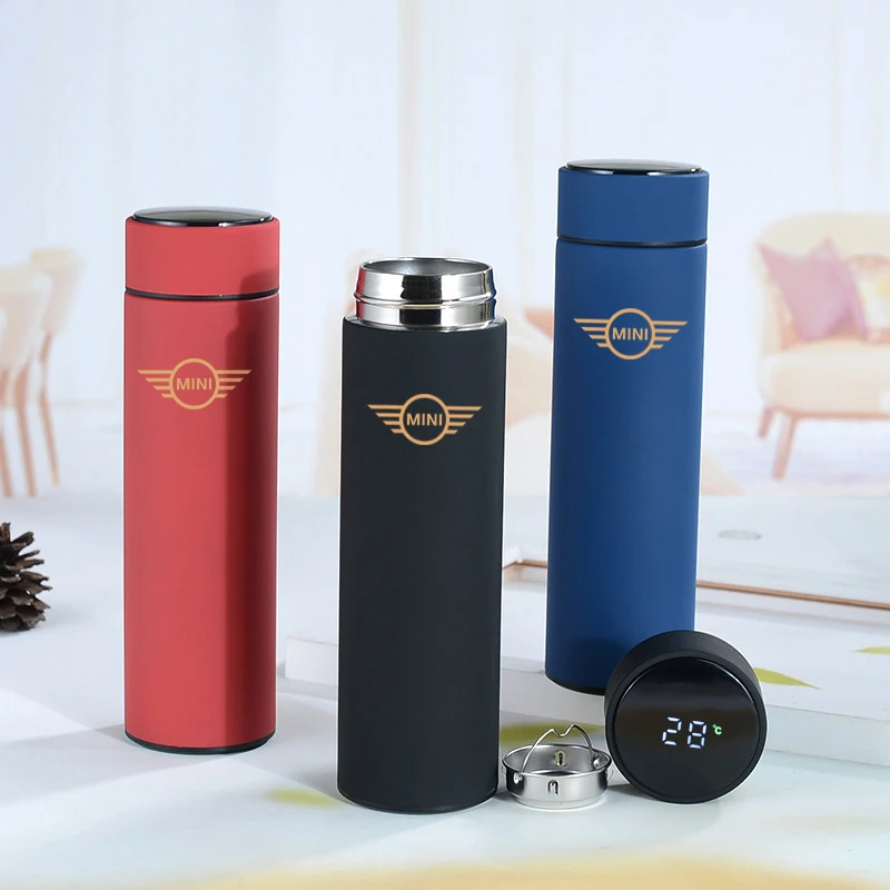 Car Style Smart LED Temperature Display Thermos Mug 500Ml Travel Sports Bottles With Logo For Mini Cooper r56 r50 r53 f56 s | Автомобили и