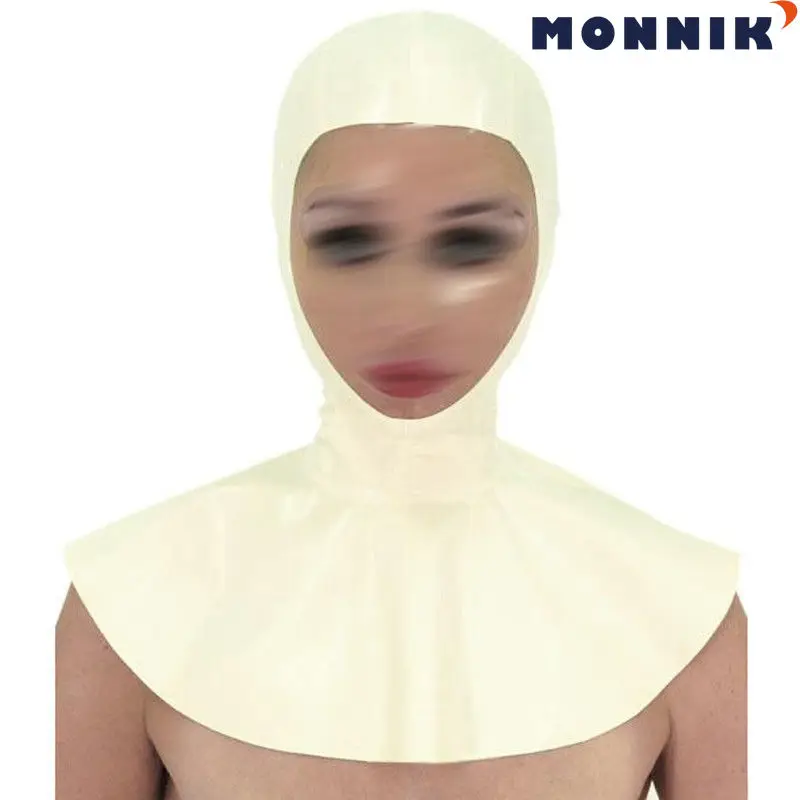 

MONNIK latex Latex mask Realistic Latex Mask Rubber Unisex Hood with Zipper and Shawl for Catsuit Wear