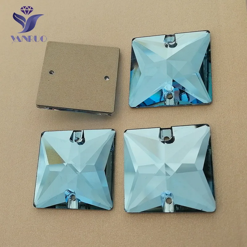 Aquamarine YANRUO 3240 квадратная 16 мм 22 мм Форма пришить камни стекло Швейные Стразы AAAAA Кристалл пришить для ювелирных изделий платье одежда - Цвет: Aquamarine