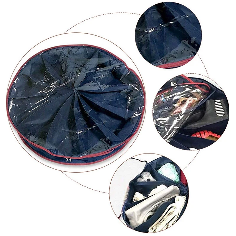 12 Pairs Shoes Round Storage Organizer Holder Multifunction Clear Visible Container Under Bed Closet Box Bag
