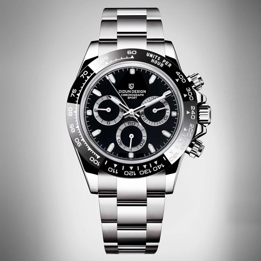Men Automatic Ceramic Face Watch Chronograph Clock Shockproof Waterproof Wristwatch DIDUN NEW Luxury Brand mechanical watch