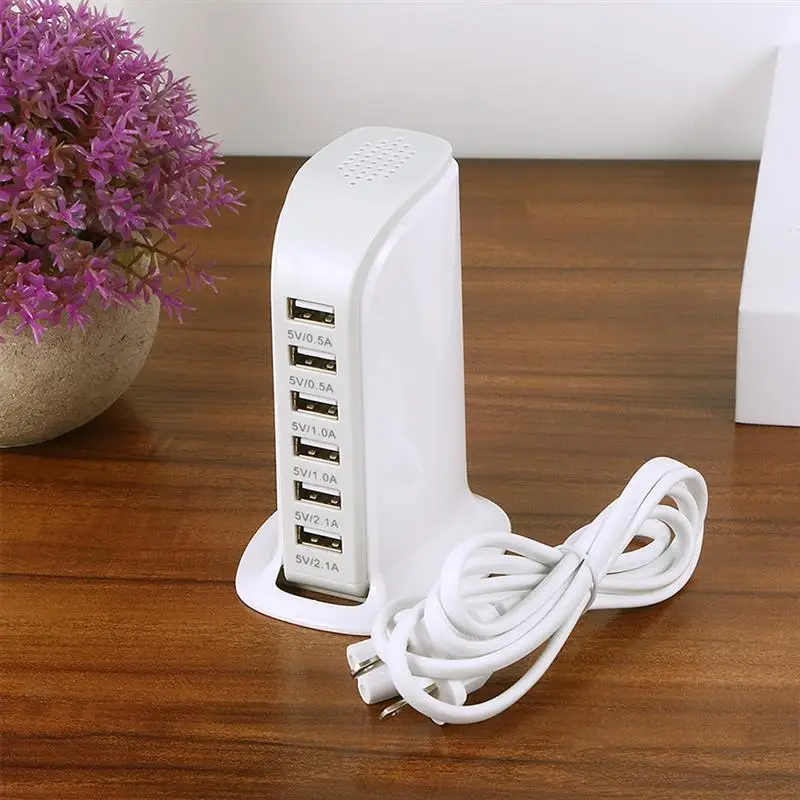 Белый 30 Вт мульти 6 порт USB зарядное устройство 6A быстрая зарядная станция Настольный дорожный концентратор ЕС Plug