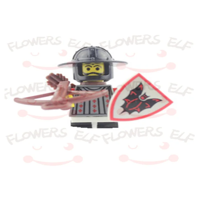 1PCS Blue Lion Red Green Dragon Knight Mini Two-person Villain Middle Age Assembling Building Blocks Children'sToy Medieval Knig 9805G