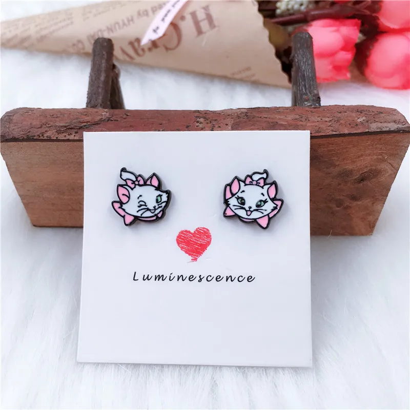 EUPNHY Marie Aristocats, женские Мультяшные Сережки для девочек, милые серьги-гвоздики с эмалью кота, ювелирные изделия, аксессуары для подарков