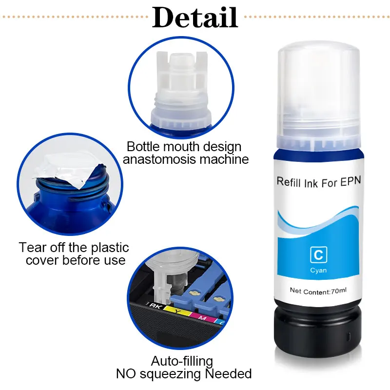 104 522 103 Refill Dye Ink For Epson EcoTank ET-2710 ET-2711 ET2712 ET2714  ET-2720 ET-2726 ET-4700 Inkjet For EcoTank Printer — view 4