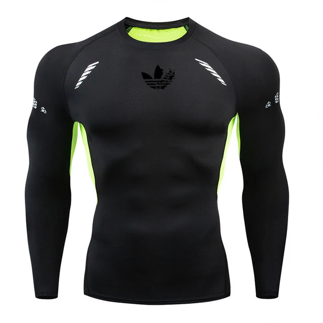 Осенние мужские компрессионные рубашки для фитнеса, быстросохнущие трико с длинным рукавом, топы для велоспорта, тренировочная спортивная одежда, футболка для бега в спортзале