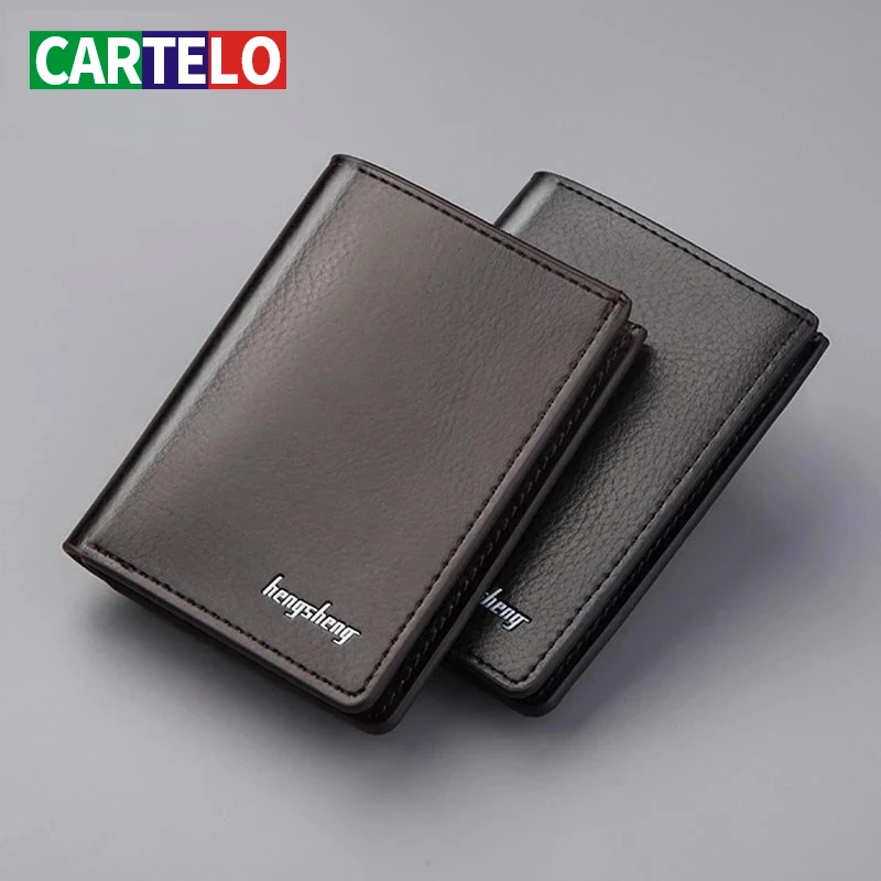 Мужские короткие кошельки CARTELO из натуральной кожи роскошный брендовый тонкий однотонный держатель для