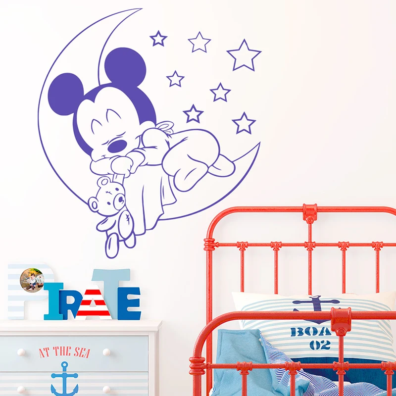 Cartoon Style Mickey Mouse Sweet Dream Wall Sticker Home Decor For Kids Room Bedroom Decoration Decals Creative Stickers