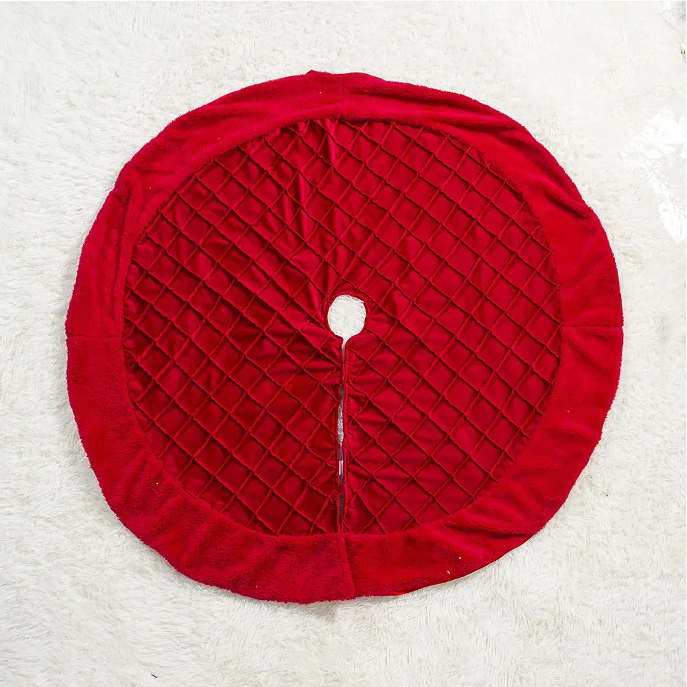 

Solid DIY Bottom Dustproof Soft Holiday Home Festival Party Decorative Christmas Lattice Double Layer Tree Skirt