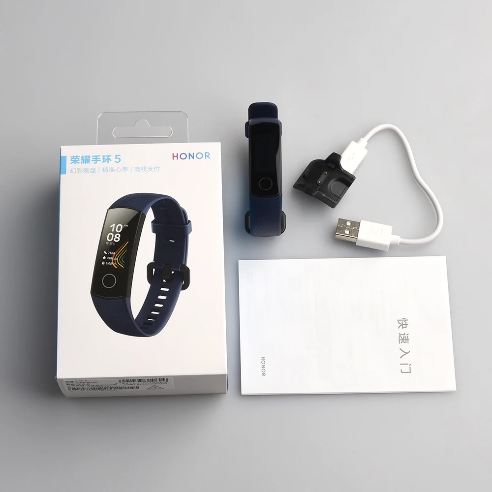 Huawei Honor band 5 смарт-Браслет Сенсорный экран для сердечного ритма крови кислородный монитор сна 50 м водонепроницаемый плавательный фитнес-трекер