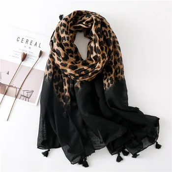 

KYQIAO foulard femme echarpe hiver femme scarf women Spain style long leopard black patchwork scarf pashmina Sjaal Muslim Hijab