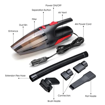 

Universal Black car vacuum cleaner Portable Handheld 120W Super Suction Wet/Dry Vaccum Cleaner for Car Home