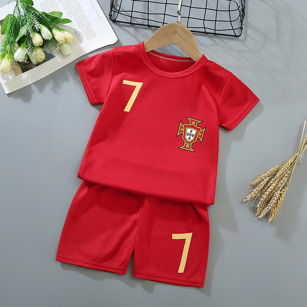 Children's Short-sleeved Suit Football Sportswear Casual Quick-drying Clothes Baby Boys Girls Summer Thin T-shirt Shorts Outfits barbie clothing sets	 Clothing Sets