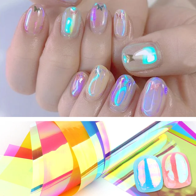 Aurora Nail Foils Shattered Glass Nail Art Marble Holographic Cellophane  Paper Nail Sticker Summer Manicure Clear Design New - Nail Sets & Kits -  AliExpress